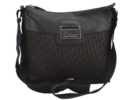 Auth Christian Dior Trotter Street Chic Shoulder Bag Canvas Leather Black 3613I For Discount