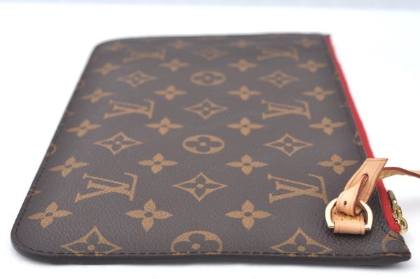 Authentic Louis Vuitton Monogram Neverfull Pouch Purse Clutch Bag Red LV K4383 Discount