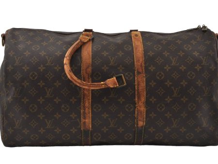 Auth Louis Vuitton Monogram Keepall Bandouliere 55 M41414 Boston Bag Junk 4499I Online now