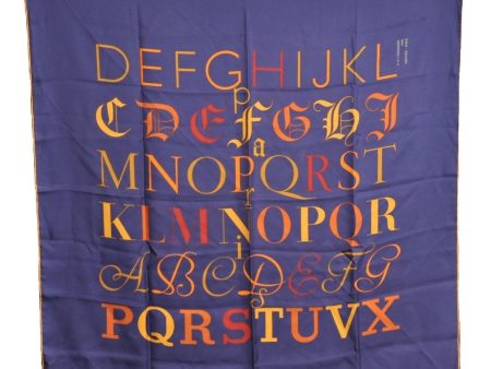 Authentic HERMES Carre 90 Scarf Alphabet Motif Silk Yellow Orange K4249 Online Hot Sale