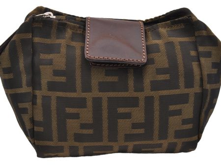 Authentic FENDI Zucca Vintage Pouch Purse Nylon Leather Brown Black 2732I Online