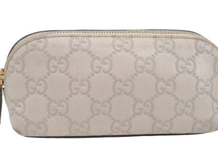 Authentic GUCCI Vintage Guccissima GG Leather Pouch Purse 141811 White 4076I Online Hot Sale