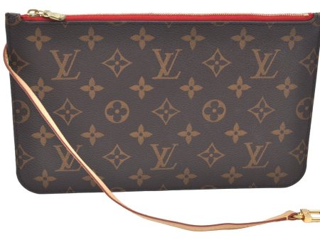 Authentic Louis Vuitton Monogram Neverfull Pouch Purse Clutch Bag Red LV K4383 Discount