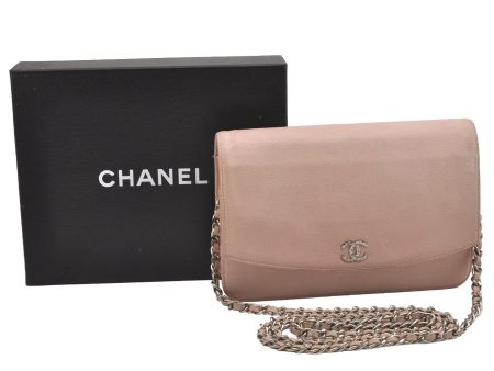 Authentic CHANEL Caviar Skin CC Logo Chain Shoulder Long Wallet Pink Box 2168I Discount