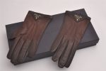 Authentic PRADA Vintage Leather Nappa Glove Size 7 Brown Box 1402I For Cheap