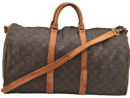 Auth Louis Vuitton Monogram Keepall Bandouliere 50 Boston Bag Old Model LV 4188I Online