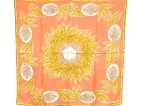 Authentic Christian Dior Scarf Wheat Motif Silk Beige Yellow 2137I For Sale