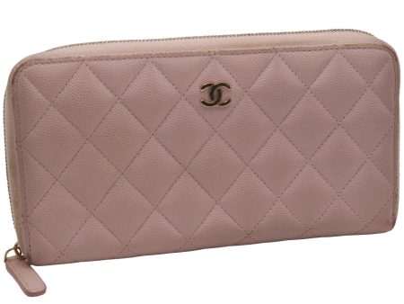 Authentic CHANEL Matelasse Caviar Skin CC Logo Long Wallet Purse Pink 4664I Online Hot Sale