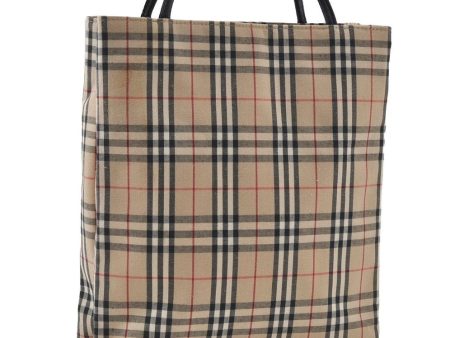 Authentic BURBERRY Vintage Nova Check Canvas Leather Hand Tote Bag Beige 3581I on Sale