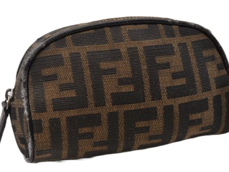 Authentic FENDI Zucca Vintage Pouch Purse Canvas Leather Brown Junk K4690 Hot on Sale