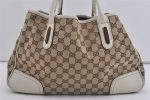 Auth GUCCI Web Sherry Line Princy Tote Bag GG Canvas Leather 163805 Brown 2217I Supply