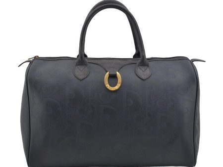 Authentic Christian Dior Trotter Travel Boston Hand Bag PVC Leather Navy 3655I on Sale