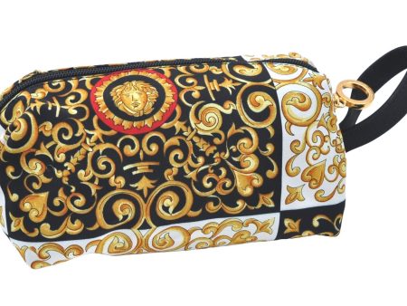 Authentic VERSACE Medusa Motif Hand Pouch Purse Black K4527 Fashion