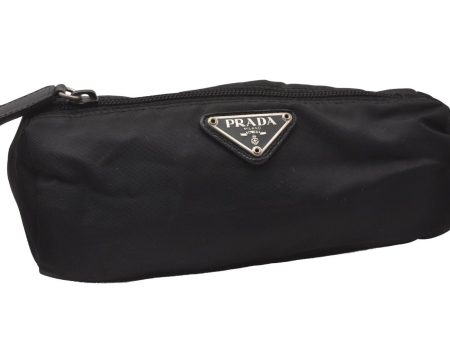 Authentic PRADA Vintage Nylon Tessuto Saffiano Leather Pouch Purse Black 3644I Supply