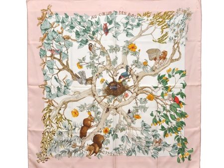 Authentic HERMES Carre 90 Scarf  AU COEUR DES BOIS   Silk Pink 1197I Online Hot Sale