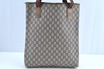 Auth GUCCI Web Sherry Line GG Plus Shoulder Tote Bag PVC Leather Brown K1875 Online Hot Sale