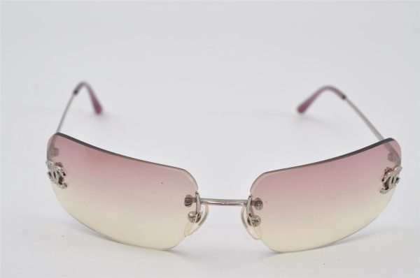 Authentic CHANEL Sunglasses Rhinestone CoCo Mark Titanium 4017-D Pink 2226I Online Sale