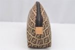 Authentic FENDI Zucchino Cosmetic Pouch Purse Canvas Leather Brown 2464I Cheap