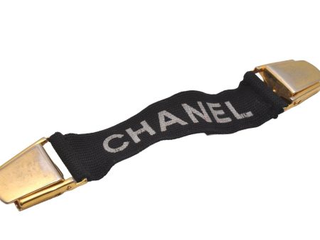 Authentic CHANEL Vintage Logo Arm Band Rubber Black 2762I Hot on Sale