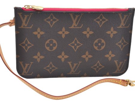 Authentic Louis Vuitton Monogram Neverfull Pouch Purse Clutch Bag Pink LV K4426 on Sale