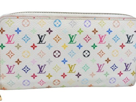 Auth Louis Vuitton Monogram Multicolor Zippy Wallet White Pink M60241 LV 4049I Fashion