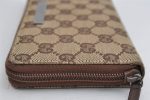 Authentic GUCCI Vintage Long Wallet Purse GG Canvas Leather Brown 2324I Fashion