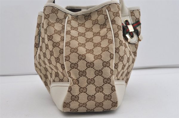 Auth GUCCI Web Sherry Line Princy Tote Bag GG Canvas Leather 163805 Brown 2217I Supply