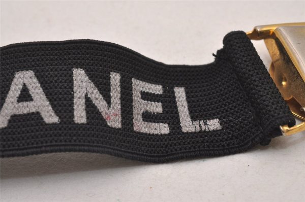 Authentic CHANEL Vintage Logo Arm Band Rubber Black 2762I Hot on Sale