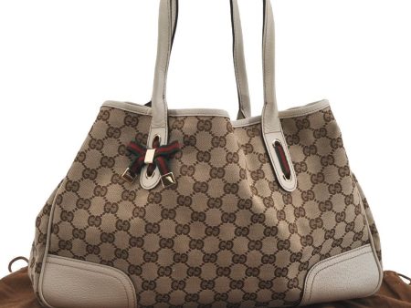 Auth GUCCI Web Sherry Line Princy Tote Bag GG Canvas Leather 163805 Brown 2217I Supply