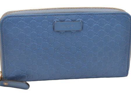 Authentic GUCCI Micro Guccissima GG Leather Long Wallet 449391 Light Blue 1363I Online Sale