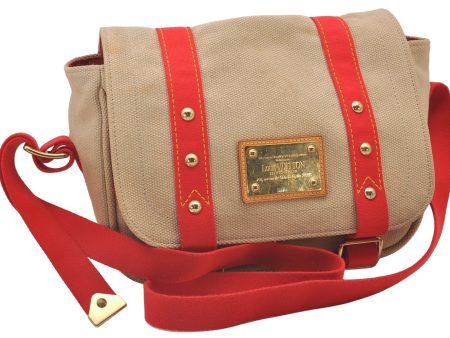 Auth Louis Vuitton Antigua Buzas PM Shoulder Cross Bag Beige Red M40041 LV 3028I on Sale