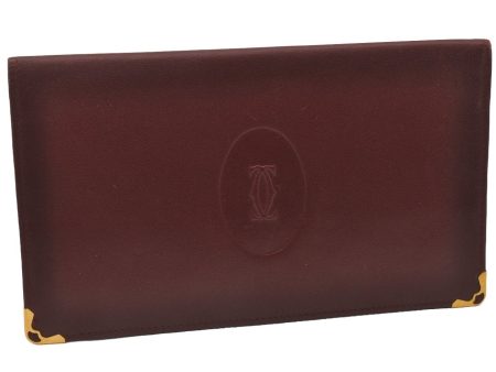 Authentic Cartier Must de Cartier Long Wallet Purse Leather Bordeaux Red 2287I Hot on Sale