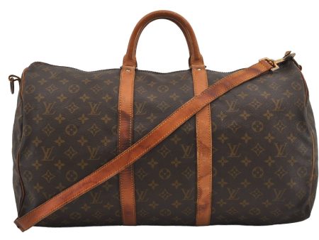 Auth Louis Vuitton Monogram Keepall Bandouliere 50 Boston Bag Old Model LV 0777I For Cheap