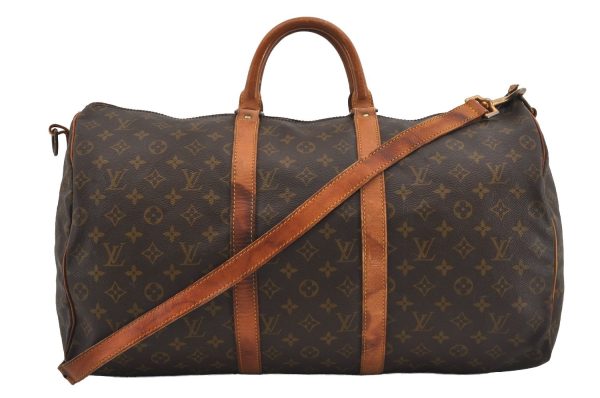 Auth Louis Vuitton Monogram Keepall Bandouliere 50 Boston Bag Old Model LV 0777I For Cheap