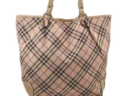 Authentic BURBERRY BLUE LABEL Check Tote Hand Bag Nylon Leather Pink 1128I Online now