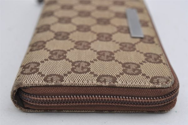 Authentic GUCCI Vintage Long Wallet Purse GG Canvas Leather Brown 2324I Fashion