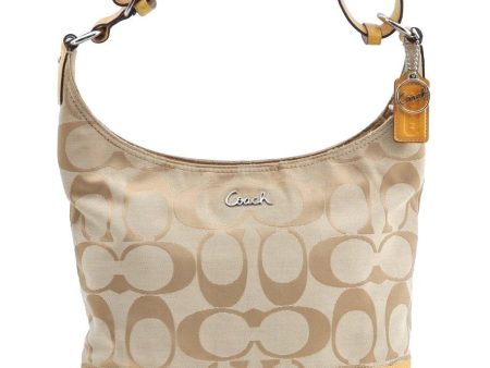 Auth COACH Signature Shoulder Cross Bag Canvas Enamel F17490 Beige Yellow K4136 For Discount