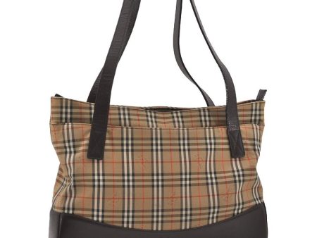 Authentic Burberrys Nova Check Shoulder Tote Bag Canvas Leather Beige 1245I Fashion