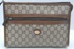 Authentic GUCCI GG Plus Clutch Hand Bag Purse PVC Leather Brown K5556 Supply