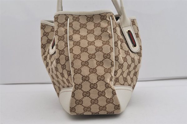 Auth GUCCI Web Sherry Line Princy Tote Bag GG Canvas Leather 163805 Brown 2217I Supply