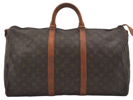 Auth Louis Vuitton Monogram Keepall Bandouliere 50 Boston Bag Old Model LV 4435I Hot on Sale