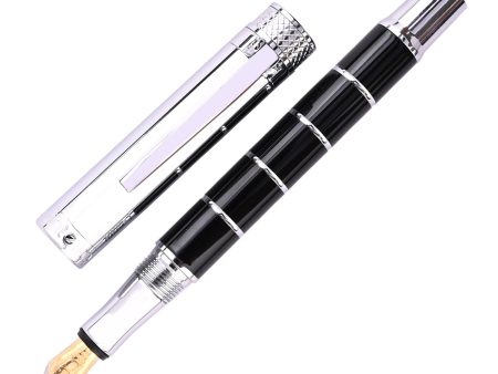 Intellio FDR Fountain Pen - Black Silver Rings CT Hot on Sale