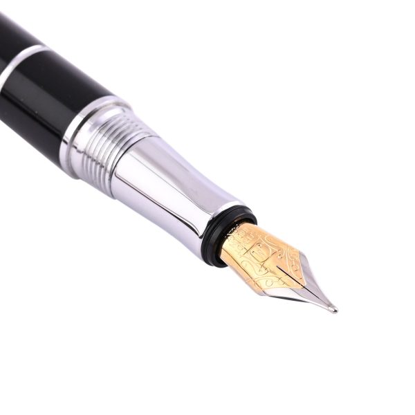 Intellio FDR Fountain Pen - Black Silver Rings CT Hot on Sale