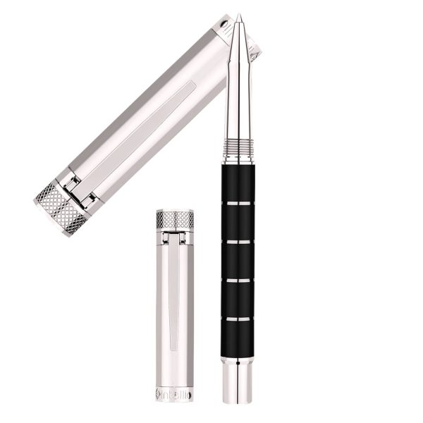 Intellio FDR Roller Ball Pen - Black Silver Rings CT For Sale